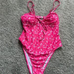 Pink Floral One-Piece Swimsuit